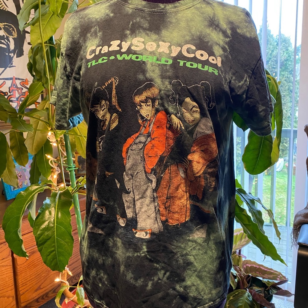 TLC Crazy Sexy Cool World Tour Green/Black Tie Dye Graphic T-Shirt